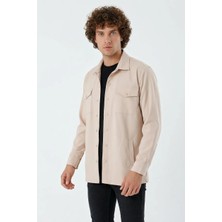 Mexelena Erkek Oversize Krem Gömlek
