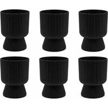 Omnipazar SO-LTSA03 Lotus Ayaklı Plastik Vazo Çiçek Saksı 10,5 Lt No: 3 Siyah 6 Adet