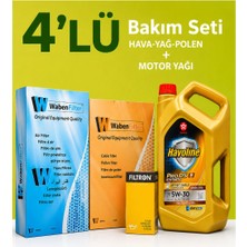 Filtron-Waben Peugeot 206+ 1.4 Benzin Filtre Bakım Seti-Texaco 5W30 5 Lt (2010-2013) 3 Lü