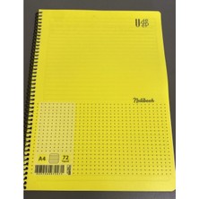 Udep A4 Spiralli Çizgili Defter 72 Yaprak Sarı Kapak Notebook