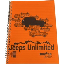 Dazzle Junior Jeeps Unlimited Spiralli Okul Defteri A4 72 Yaprak Çizgili Turuncu Kapak