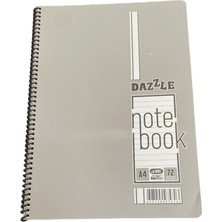 Dazzle A4 Spiralli Çizgili Defter 72 Yaprak - Gri Kapak Okul ve Ofis Defteri