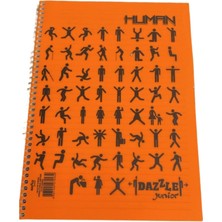 Dazzle Junior Human Desenli Spiral Defter A4 Turuncu Kapak Çizgili Okul Defteri