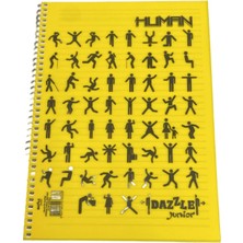 Dazzle Junior Human Spiralli Çizgili Defter A4 72 Yaprak Sarı Kapak