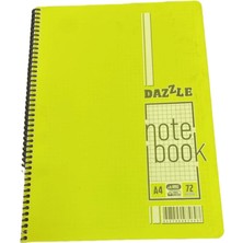 Dazzle A4 Spiralli Kareli Defter 72 Yaprak Neon Sarı - Okul ve Ofis Notebook