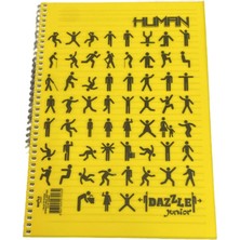 Dazzle Junior Human Desenli Spiral Defter A4 Çizgili Sarı Kapak