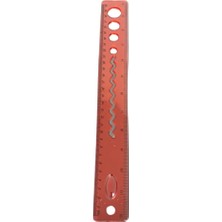 Belirtilmemiş Kırmızı Şeffaf Plastik Cetvel 30 cm Zigzag ve Daire Şablonlu Okul Cetveli