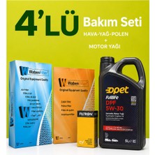 Filtron-Waben Peugeot 206 1.6 Benzin 109 Beygir Filtre Bakım Seti-Opet 5W30 5 Lt (2005-2010) 3 Lü