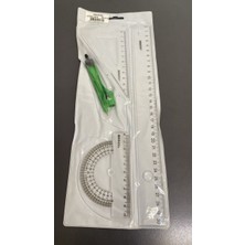 Brons BR-218 Geometri Seti 5'li Çizim Seti - 30CM Cetvel, Iletki, Gönye, Pergel