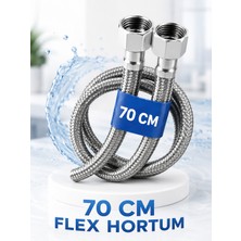 70 cm Paslanmaz Çelik Örgülü Flex Hortum 3/8”x3/8” – Klozet ve Taharet Musluğu Için Dayanıklı Bağlantı Hortumu