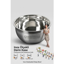 Inox Ölçekli Derin Kase  - 20 cm 1.2 Litre Karıştırma Kabı Profesyonel 304 Paslanmaz Çelik 721840
