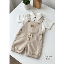 Beyzco Kids Erkek Bebek Gömlekli Keten Salopet Takım