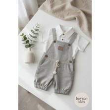 Beyzco Kids Erkek Bebek Gömlekli Keten Salopet Takım