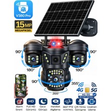 Sonreir SNR 4G 3 Lensli SIM Kartlı 360° PTZ Solar Güvenlik Kamerası Güneş Panelli Gece Görüşlü Dış Mekan