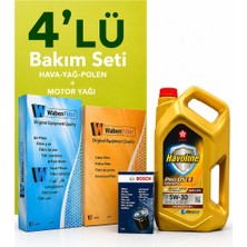 Bosch-Waben Peugeot 206 1.6 Benzin 109 Beygir Filtre Bakım Seti-Texaco 5W30 5 Lt (2005-2010) 3 Lü