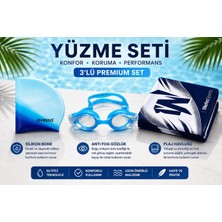 Avessa     3’lü Yüzme Seti – Silikon Bone, Anti Fog Yüzücü Gözlüğü ve Plaj Havlusu