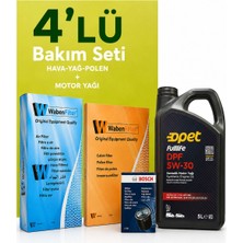 Bosch-Waben Peugeot 206 1.6 Benzin 109 Beygir Filtre Bakım Seti-Opet 5W30 5 Lt (2001-2005) 3 Lü