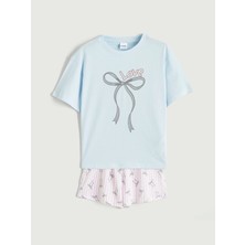 Lc Waikiki Yeni Sezon Fiyonk Baskılı Kız Çocuk Şortlu Pijama Takımı