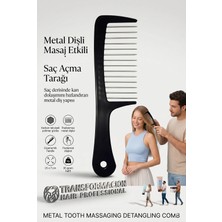Transformacion Profesyonel Metal Dişli Saç Açma Tarağı - Karbon Masaj Etkili Dolaşıklık Açıcı Isıya Dayanıklı Siyah Saç Fırçası 721393