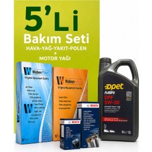 Bosch-Waben Peugeot 206 1.4 Dizel Filtre Bakım Seti-Opet 5W30 5 Lt (2002-2010) 4 Lü