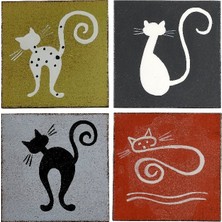 Paşabahçe Kedi Bardak Altlığı 4'lü Set, Set, Sofra Aksesuarı