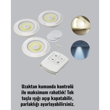 Kentex Mey Ithalat® Ev Ofis Kamp Için Uygun Uzaktan Kumandalı Yapışkanlı Kablosuz LED Spot Lambalar