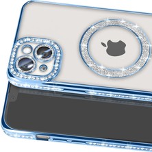 Kentex iPhone 15 Kılıf Joke Simli Magneticsafe Kılıf - Mavi