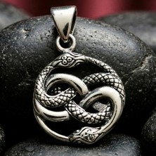 Ebrar Silver Gümüş Yılan Kolye Ucu 925 Ayar Gümüş Unisex Sarmal Yılan Figürlü Kolye Ucu