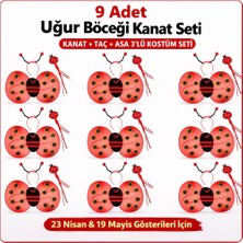 Magicool 9’lu Uğur Böceği Kostüm Seti – Kanat Taç Asa