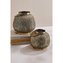 Paşabahçe Motif Metal Mumluk L, Şık Dekoratif