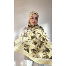Lunara Scarf Bambu Çiçek Desenli Ipek Şal