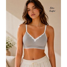 Intive Lingerie Intive Cloud Soft Ince Askılı Kopçalı V Yaka Çift Renkli Padli Rahat Ithal Sütyen