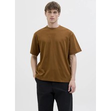 Jack & Jones Kahverengi Erkek Rahat T-Shirt Jjeurban Edge Tee Ss O-Neck Noos