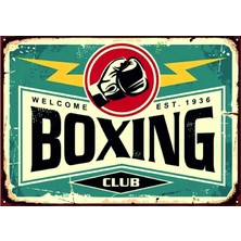 Lucena Retro Boks Tasarımlı Ahşap Mdf Tablo Duvar Dekoru Eskitme Spor Salonu Genç Odası Tabelası