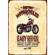 Lucena Retro Motosiklet Tasarımlı Ahşap Mdf Tablo Duvar Dekoru Eskitme Cafe Bar Garaj Genç Odası