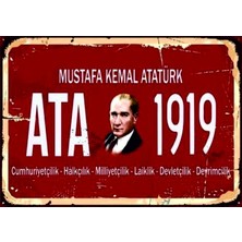 Lucena Atatürk Ahşap Mdf Tablo Mustafa Kemal Ata 1919 Retro Duvar Dekoru Eskitme Ofis Ofis Tabelası
