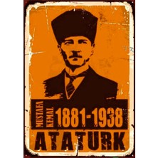 Lucena Atatürk Ahşap Mdf Tablo Mustafa Kemal 1881-1938 Duvar Dekoru Retro Ofis Tabelası Ev Hediyesi