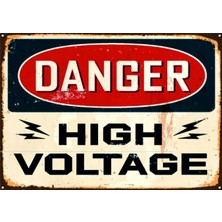 Lucena Danger High Voltage Ahşap Mdf Tablo Duvar Dekoru Eskitme Genç Odası Garaj Cafe Tabelası