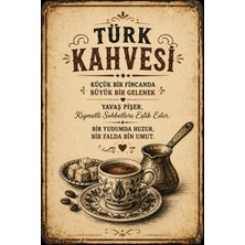 Lucena Retro Türk Kahvesi Duvar Tablosu Mdf Dekoratif Mutfak ve Kahve Köşesi Panosu