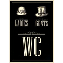 Lucena Vintage Wc Tabelası Ahşap Mdf Tablo Duvar Dekoru Ladies Gents Kapı Süsü Dekoratif Tablo