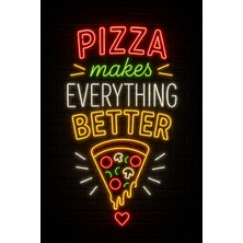 Lucena Neon Pizza Duvar Tablosu Mdf Baskı Mutfak Restoran Kafe Dekor 20X30 cm