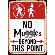 Lucena No Muggles Ahşap Mdf Tablo Duvar Dekoru Eskitme Gamer Genç Odası Uyarı Levhası