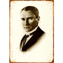 Lucena Atatürk Ahşap Mdf Tablo Mustafa Kemal Portresi Duvar Dekoru Retro Ofis Tabelası Ev Hediyesi