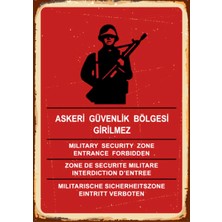 Lucena Askeri Güvenlik Bölgesi Girilmez Mdf Duvar Tablosu Retro Vintage Uyarı Tabelası