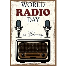 Lucena Nostaljik Radyo Temalı Ahşap Mdf Tablo Duvar Dekoru Eskitme Dekoratif Tablo
