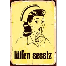 Lucena Lütfen Sessiz Yazılı Ahşap Mdf Tablo Duvar Dekoru Eskitme Dekoratif Tablo Ofis Klinik Hediyelik