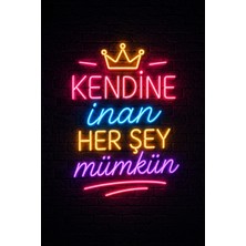 Lucena Neon Motivasyon Yazılı Mdf Duvar Tablosu Kendine Inan Her Şey Mümkün 20X30 cm