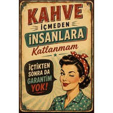 Lucena Retro Kahve Temalı Komik Duvar Yazısı Mdf Tablo 20X30 cm Vintage Dekoratif Duvar Panosu