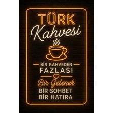 Lucena Türk Kahvesi Neon Yazılı Mdf Duvar Tablosu Kafe Mutfak Dekoru 20X30 cm