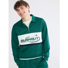 Lc Waikiki Yeni Sezon Polo Yaka Fermuarlı Baskılı Erkek Sweatshirt